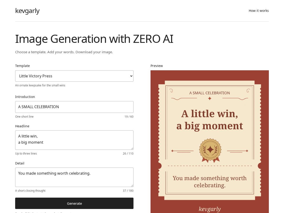 Landing-page snapshot of kevgarly.com