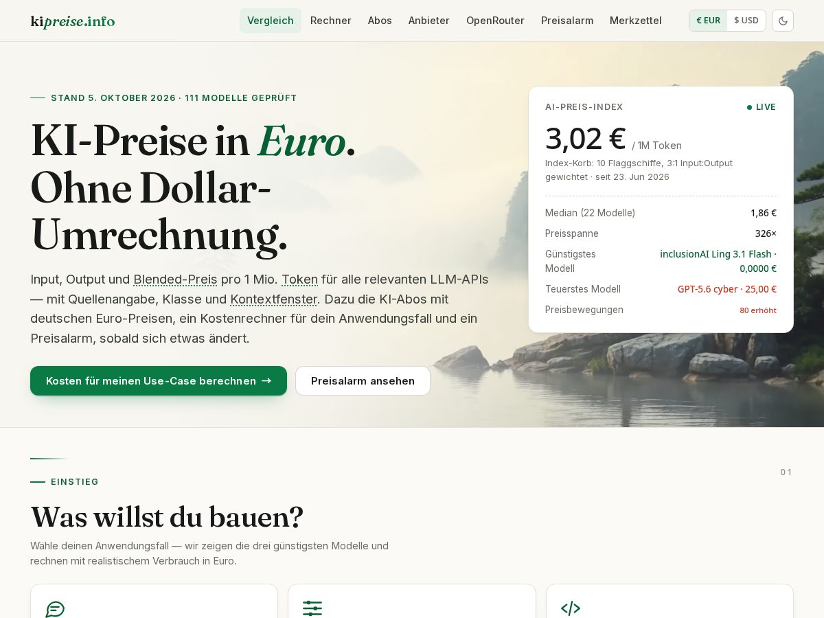 Landing-page snapshot of ki-preise.info