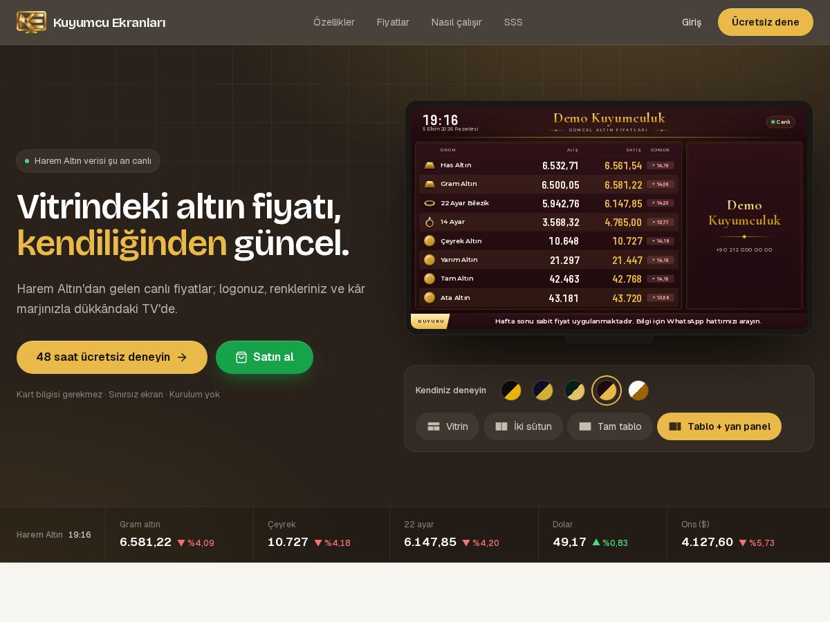 Landing-page snapshot of kuyumcuekranlari.com