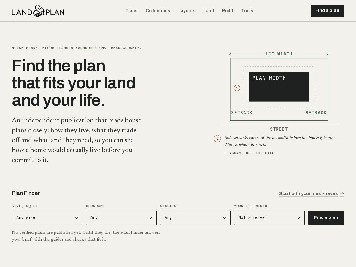 Landing-page snapshot of landandplan.com