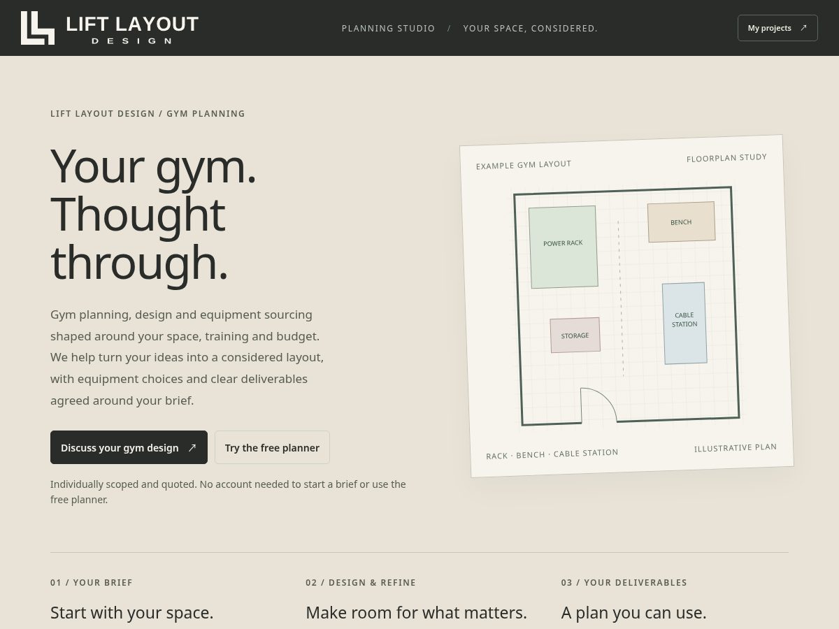 Landing-page snapshot of liftlayout.com