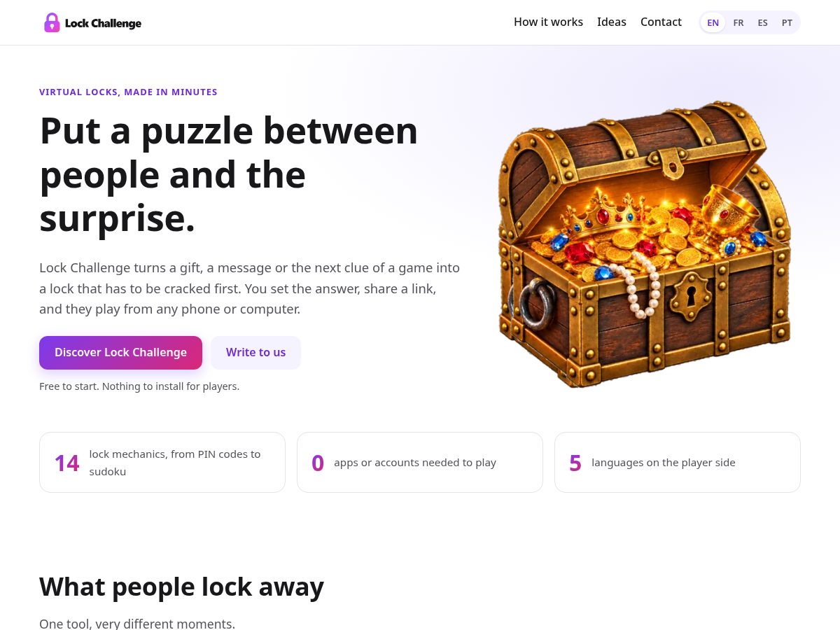 Landing-page snapshot of lockchallenger.com
