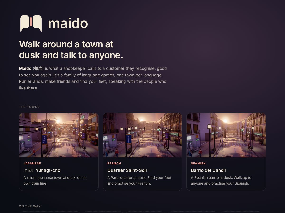 Landing-page snapshot of maido.place