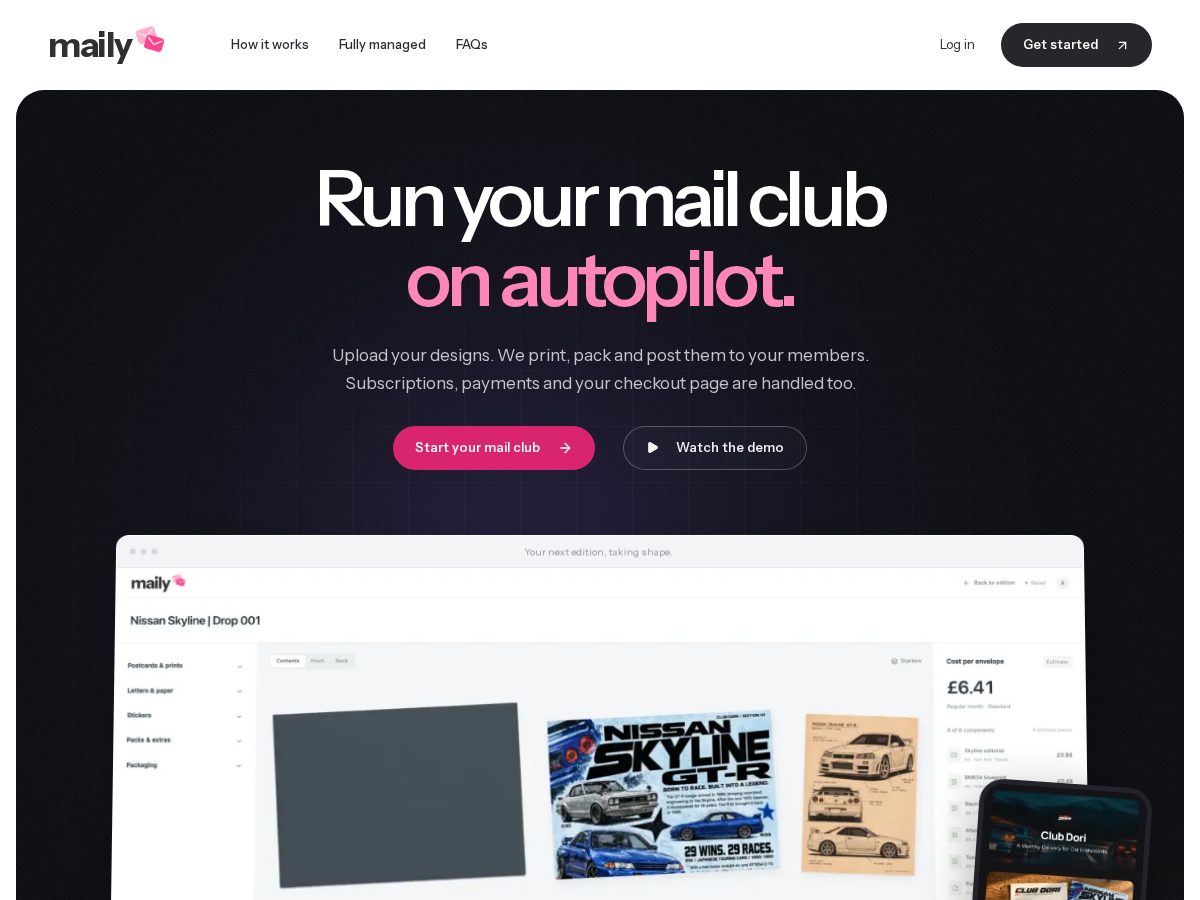 Landing-page snapshot of maily.art