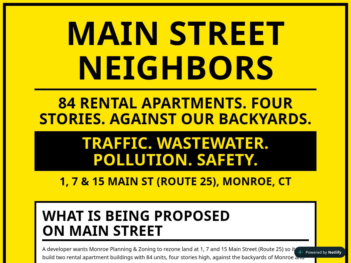 Landing-page snapshot of mainstreetneighbors.net