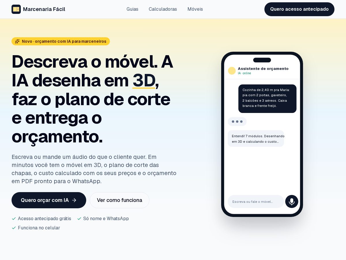 Landing-page snapshot of marcenariafacil.com