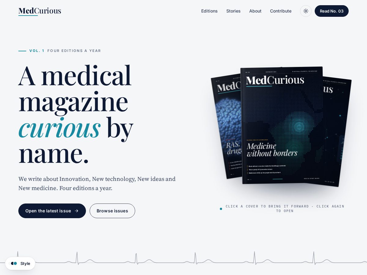 Landing-page snapshot of medcurious.org