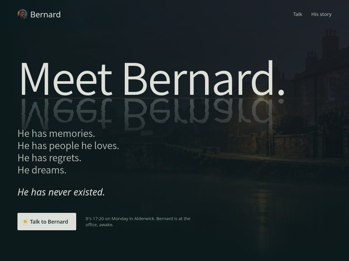 Landing-page snapshot of meetbernard.lol