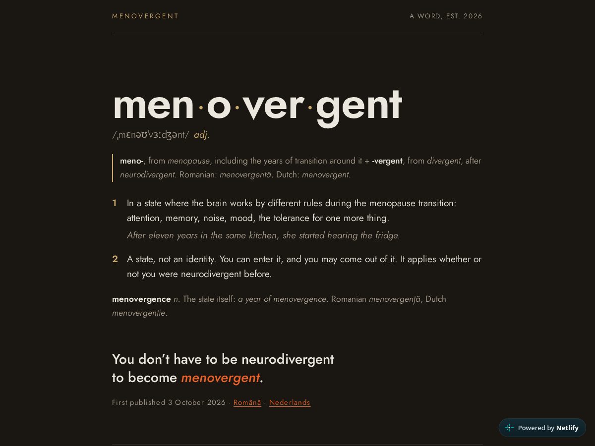 Landing-page snapshot of menovergent.com