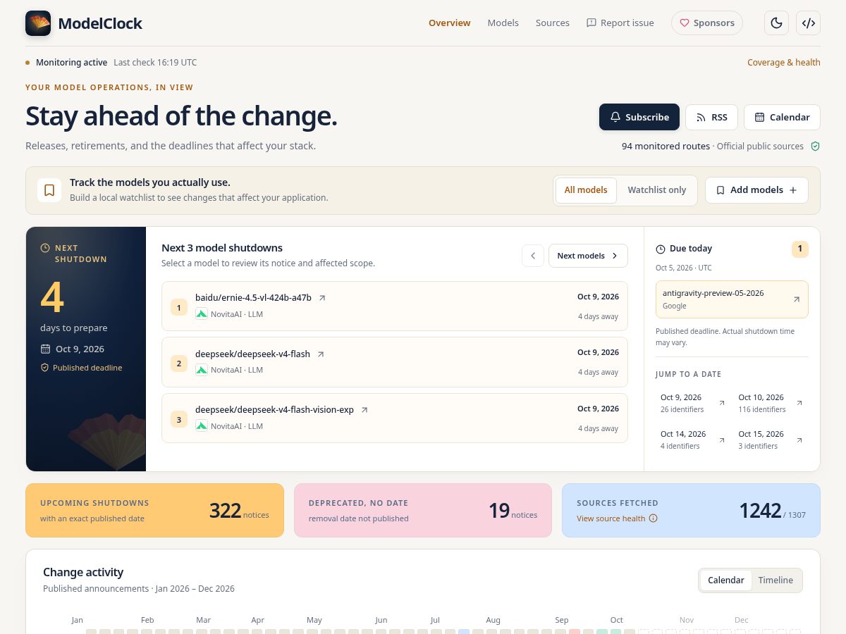 Landing-page snapshot of model-clock.com