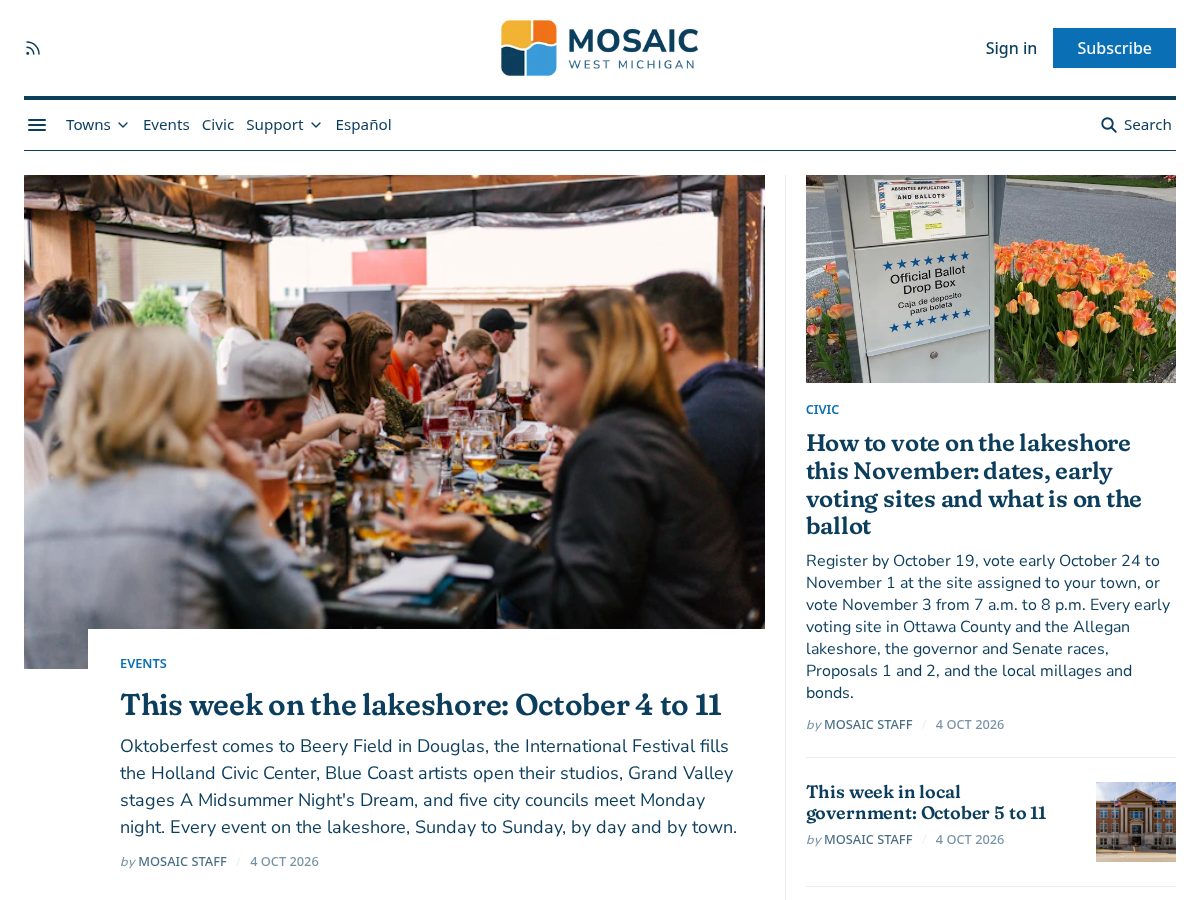 Landing-page snapshot of mosaicwestmichigan.com