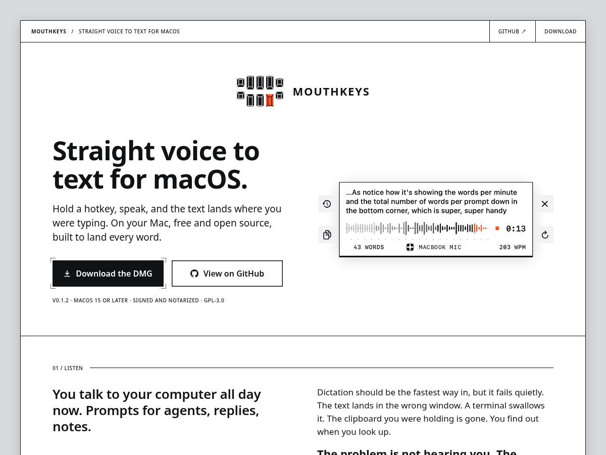 Landing-page snapshot of mouthkeys.com