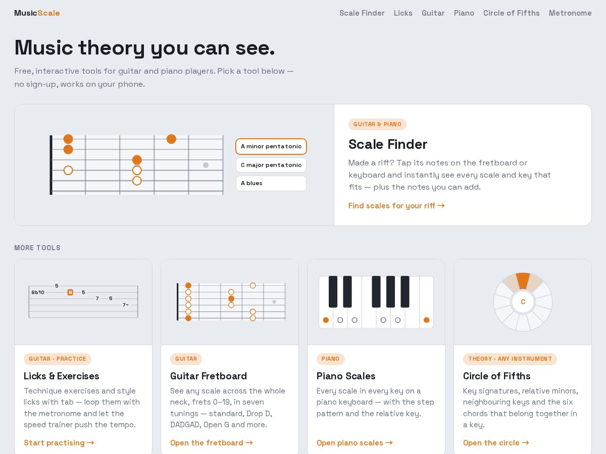 Landing-page snapshot of music-scale.com