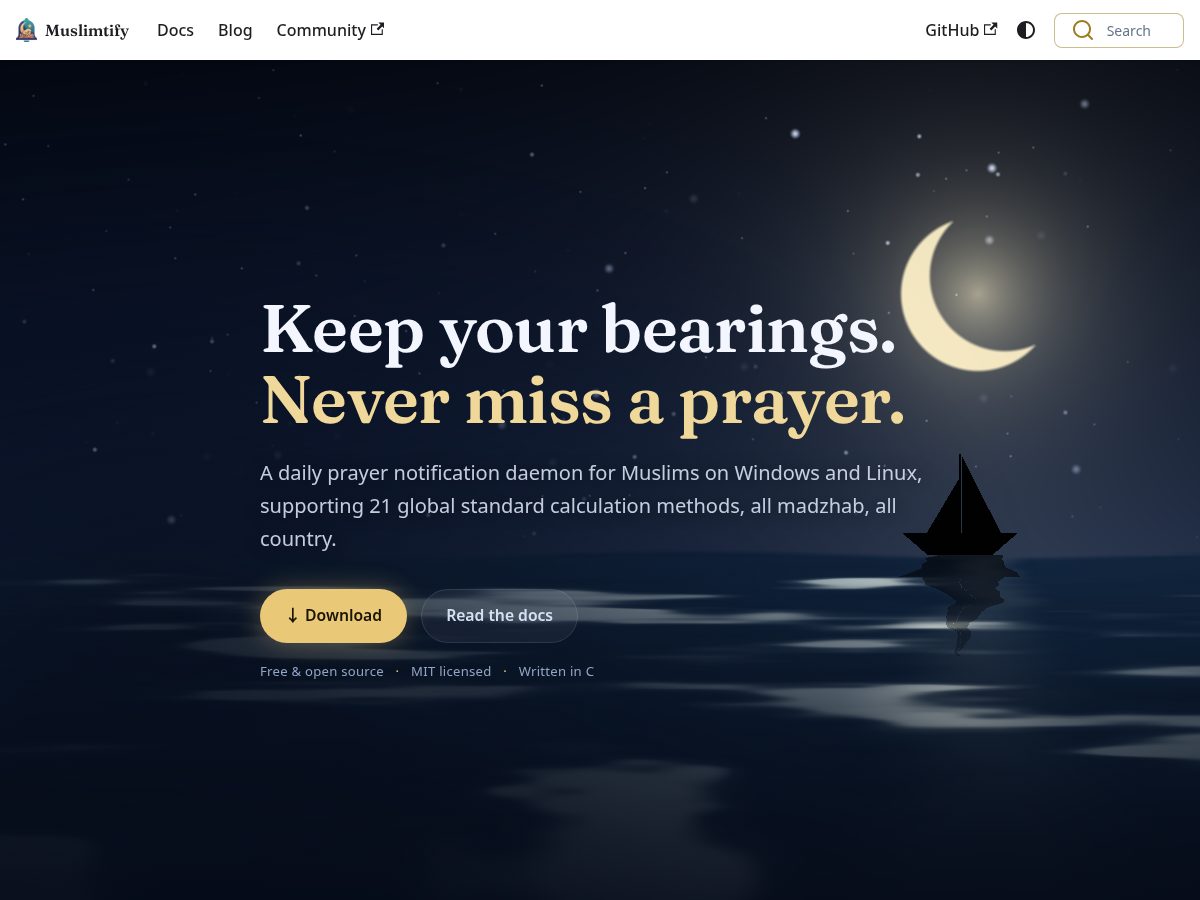 Landing-page snapshot of muslimtify.org
