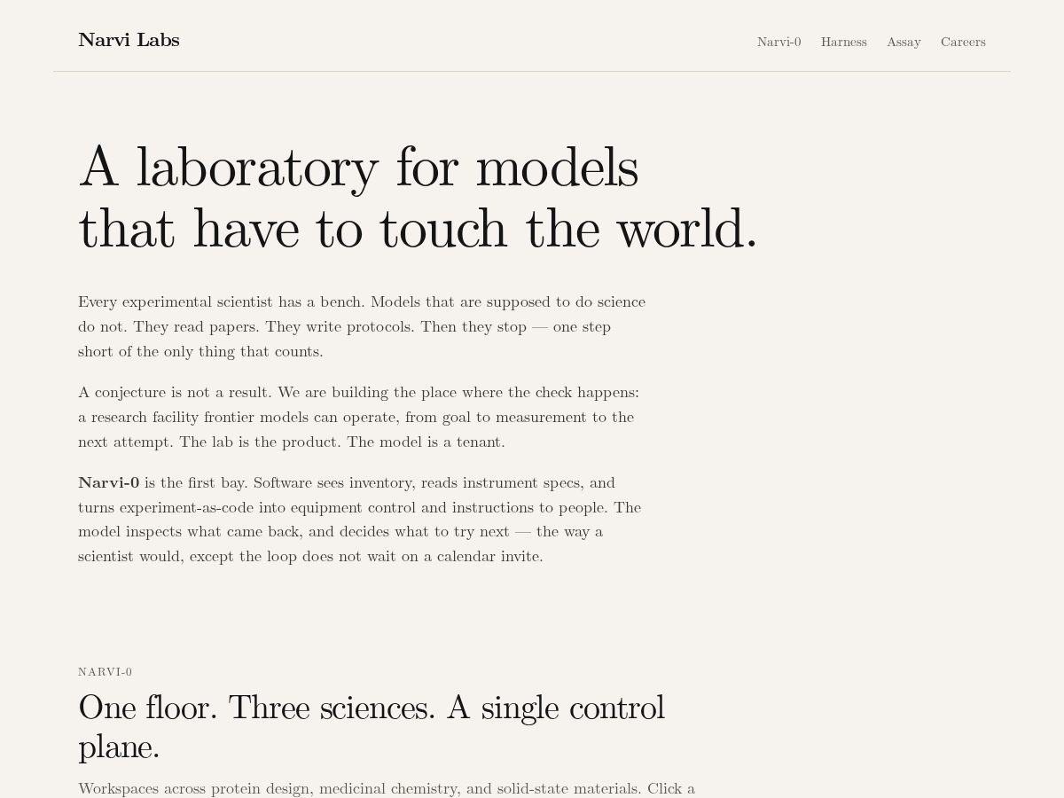 Landing-page snapshot of narvilabs.org