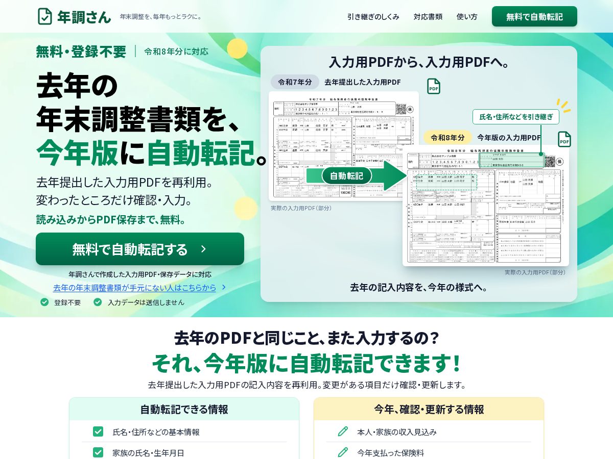 Landing-page snapshot of nen-cho.com