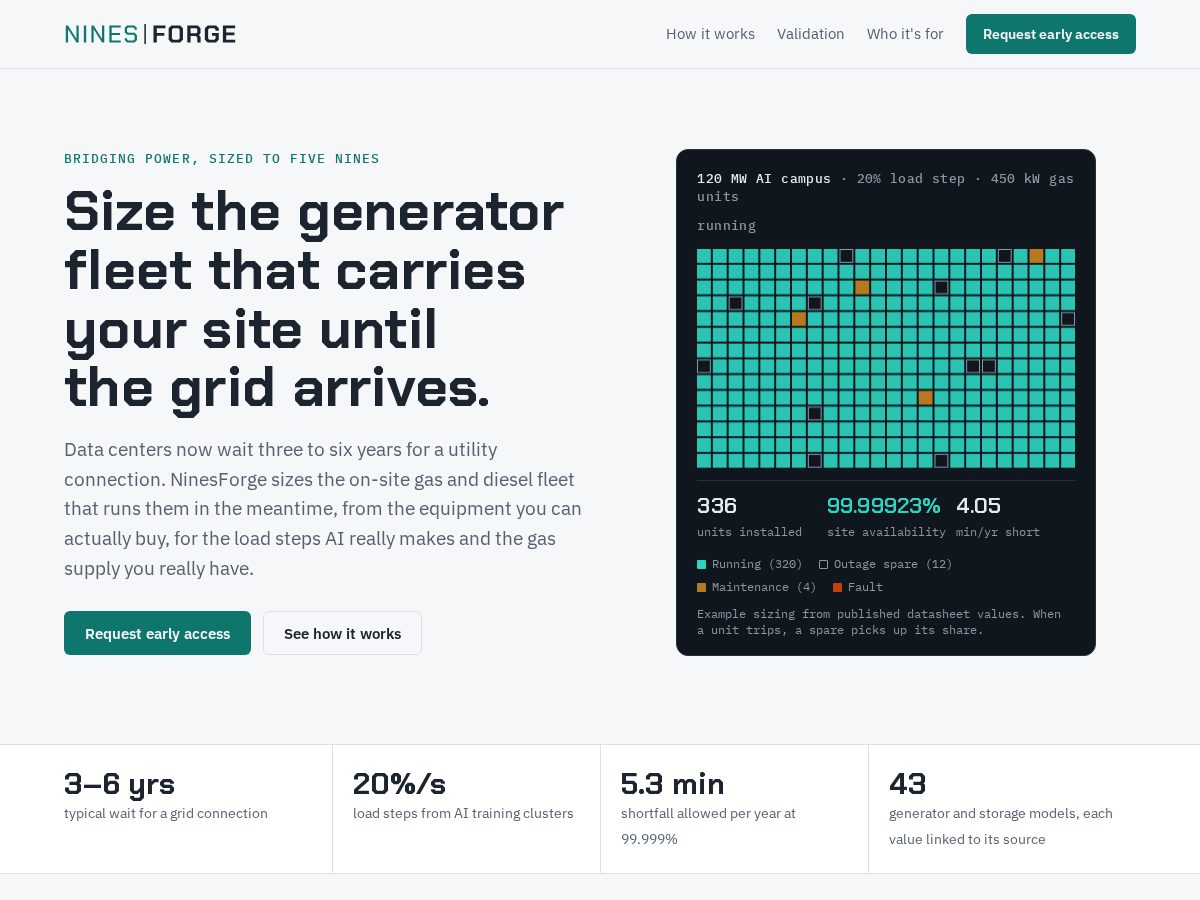 Landing-page snapshot of ninesforge.com