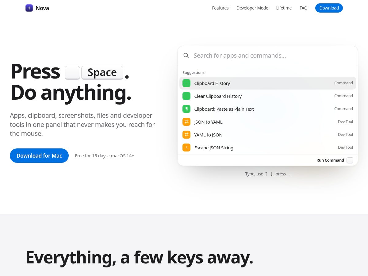 Landing-page snapshot of novamac.pro