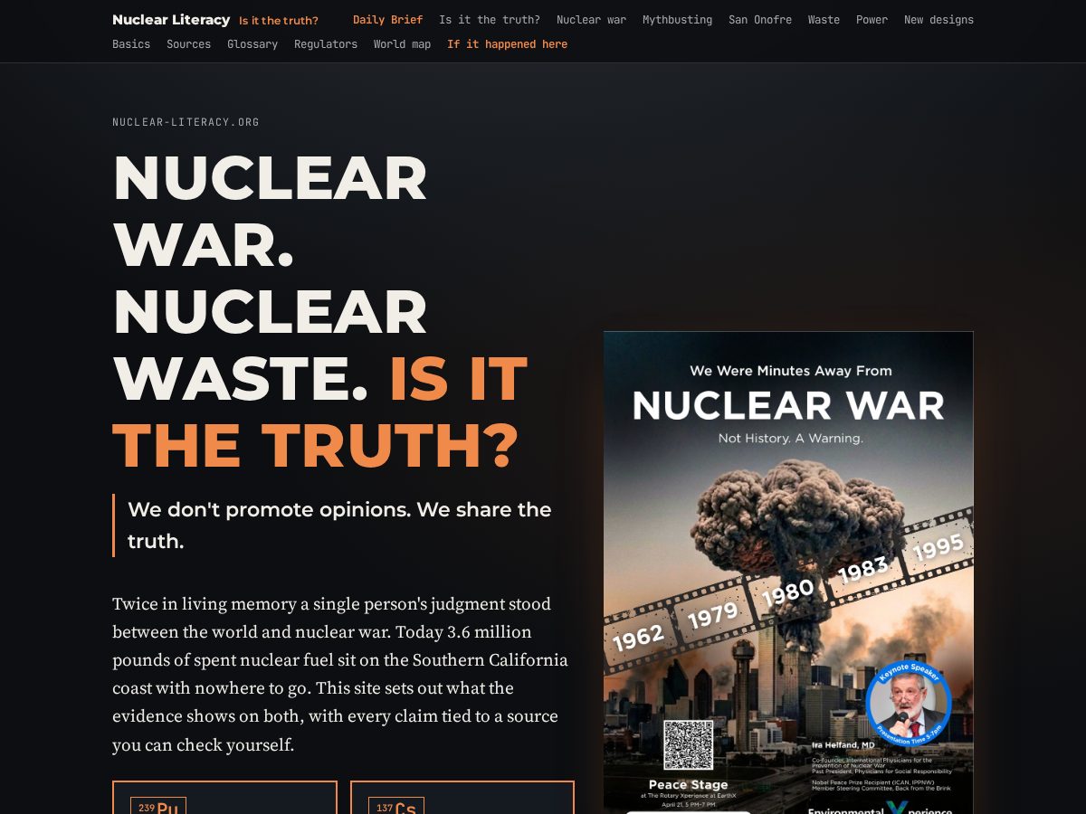 Landing-page snapshot of nuclear-literacy.org
