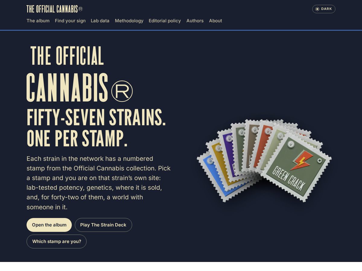 Landing-page snapshot of officialcannabis.net