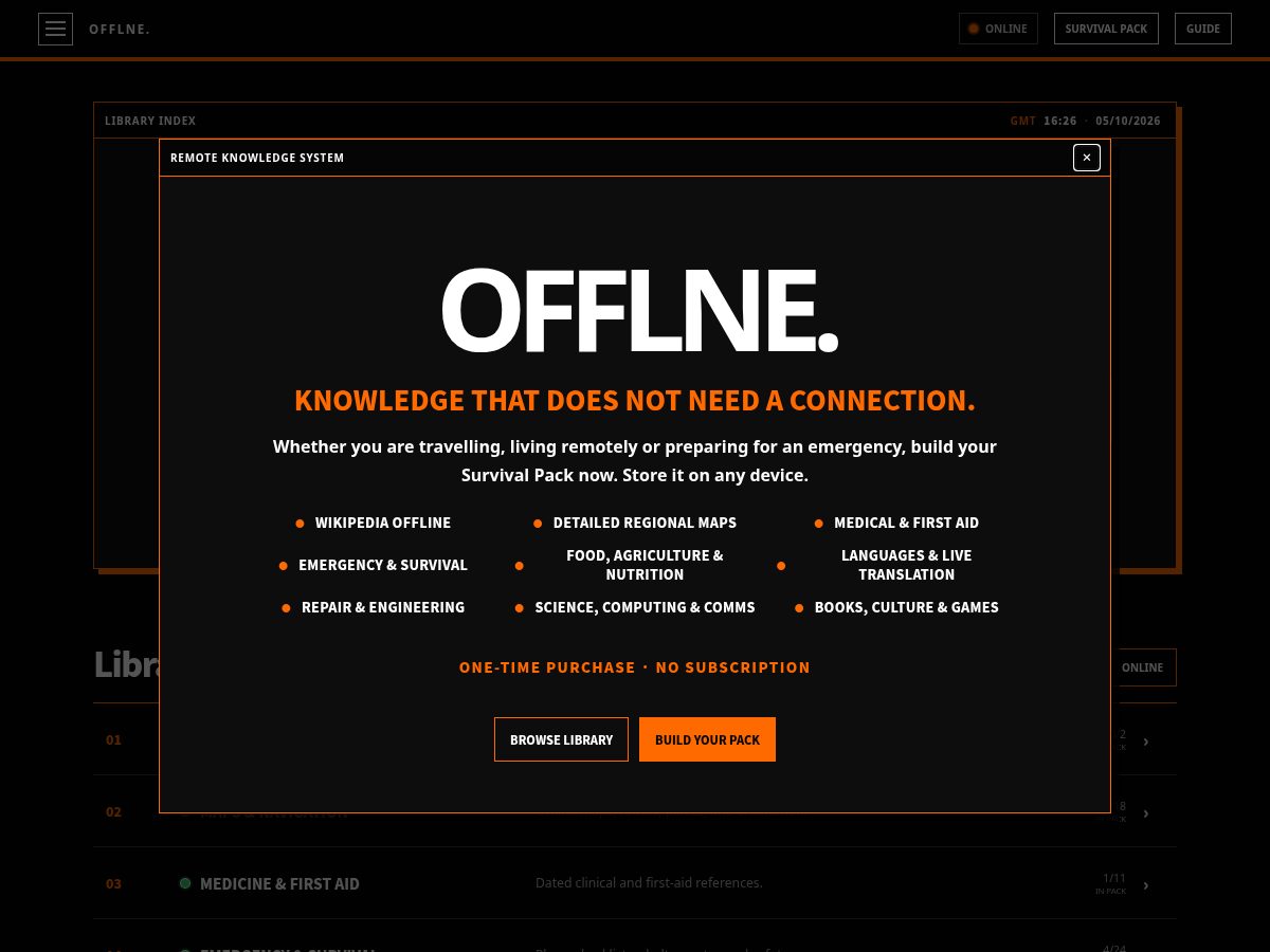 Landing-page snapshot of offlne.info
