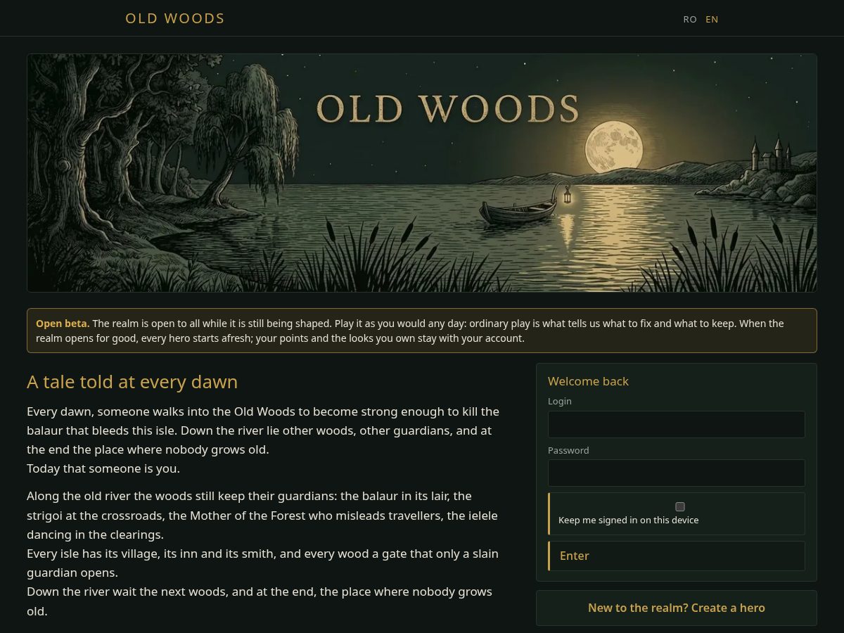 Landing-page snapshot of oldwoods.games