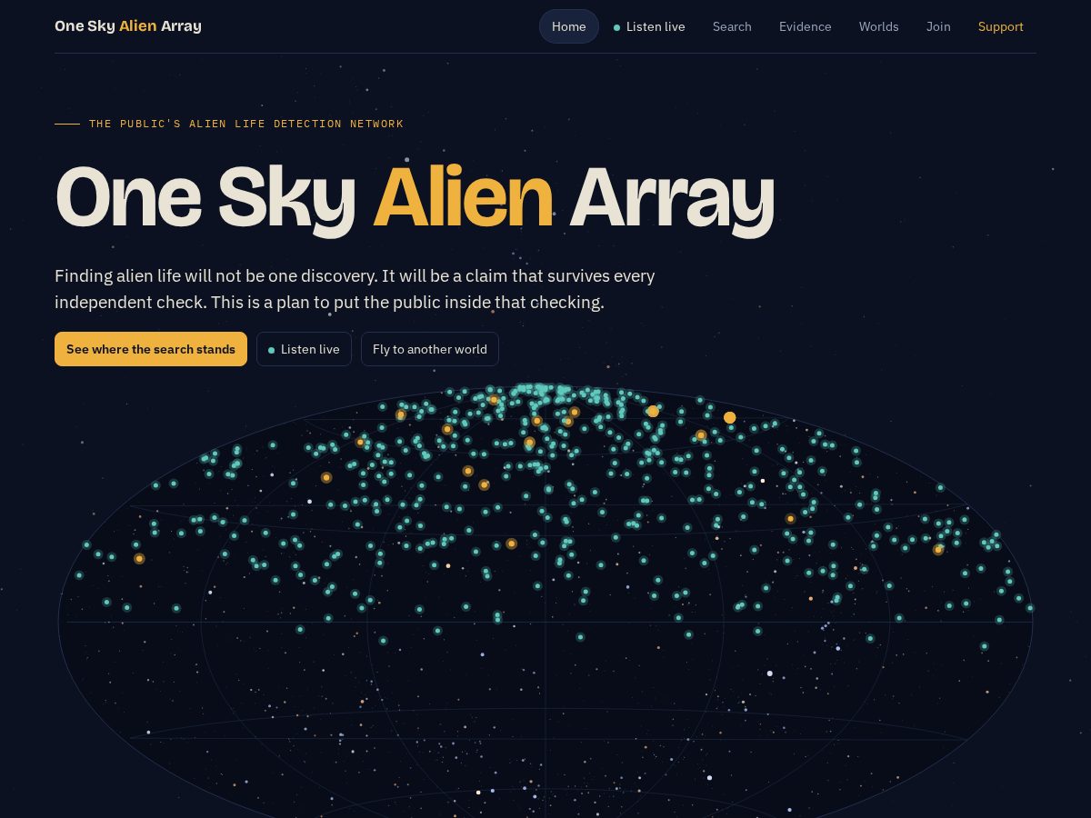 Landing-page snapshot of oneskyalien.com