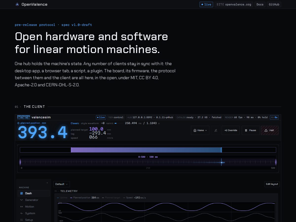 Landing-page snapshot of openvalence.org