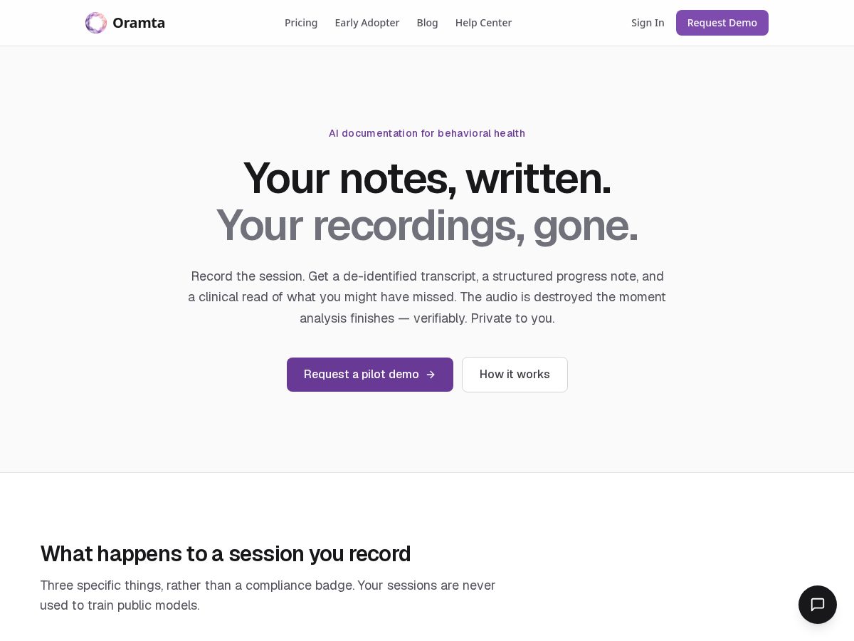 Landing-page snapshot of oramta.com