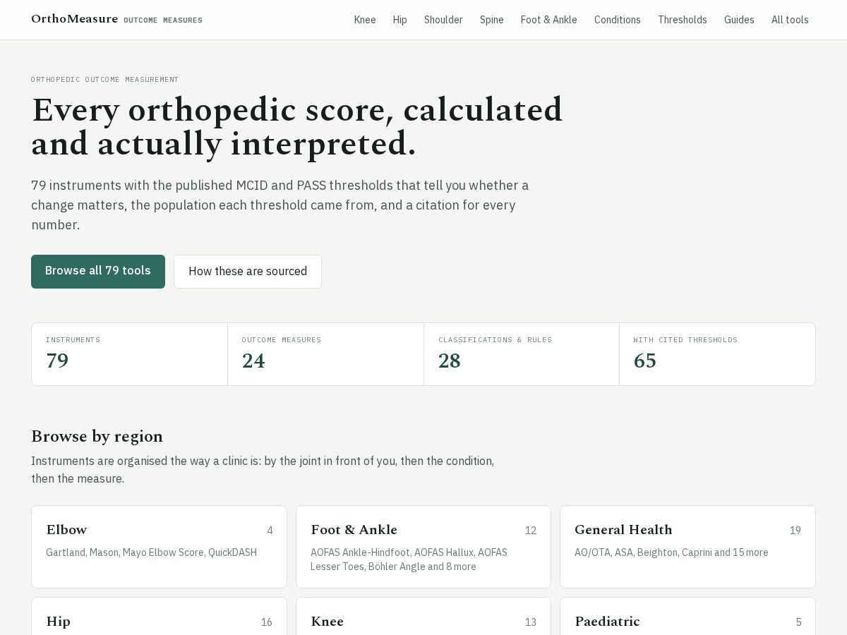 Landing-page snapshot of orthomeasure.com
