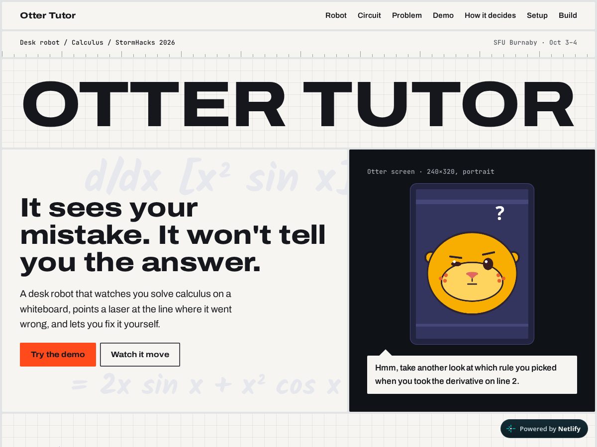 Landing-page snapshot of ottertutor.tech