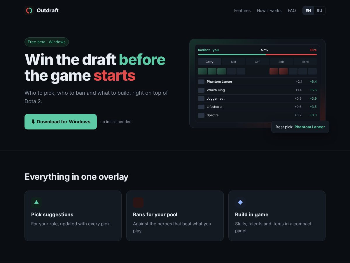 Landing-page snapshot of outdraft.org