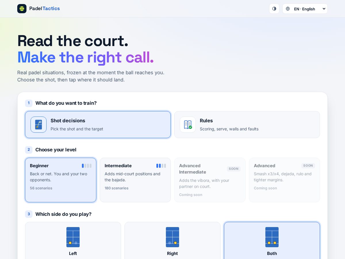 Landing-page snapshot of padeltactics.net