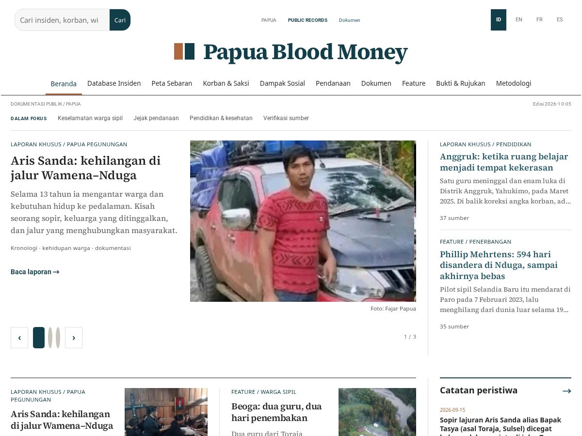 Landing-page snapshot of papuabloodmoney.com