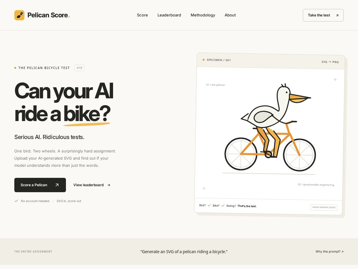 Landing-page snapshot of pelicanscore.com