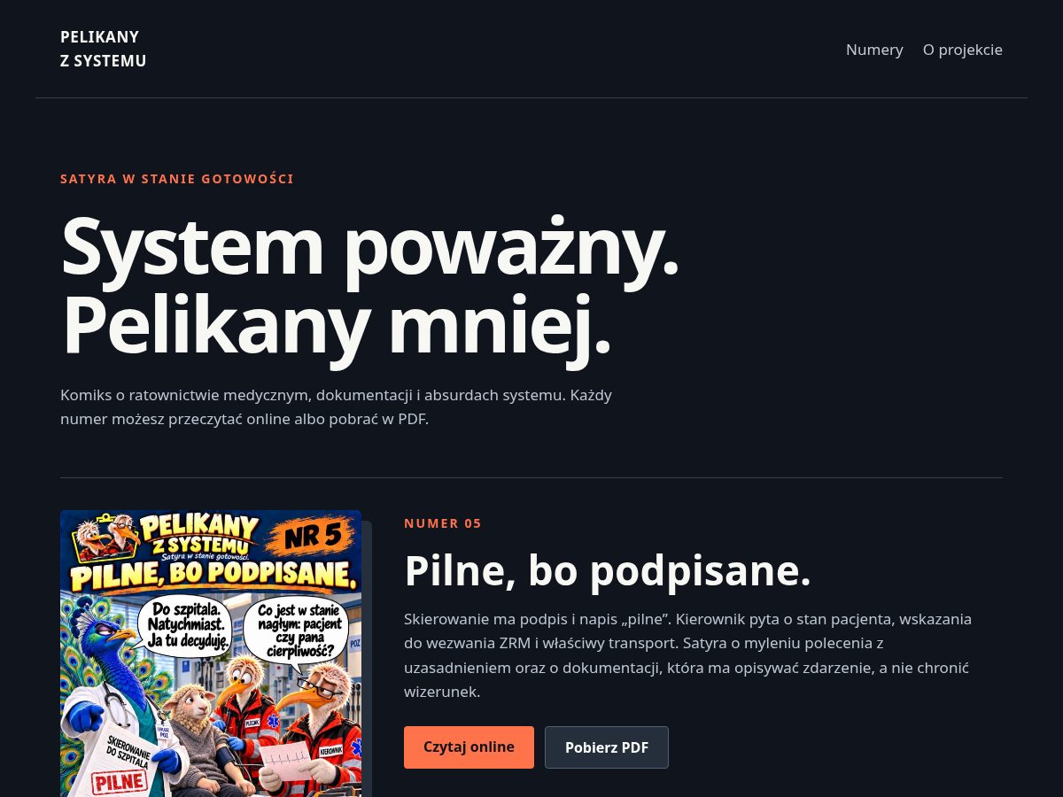 Landing-page snapshot of pelikanyzsystemu.party