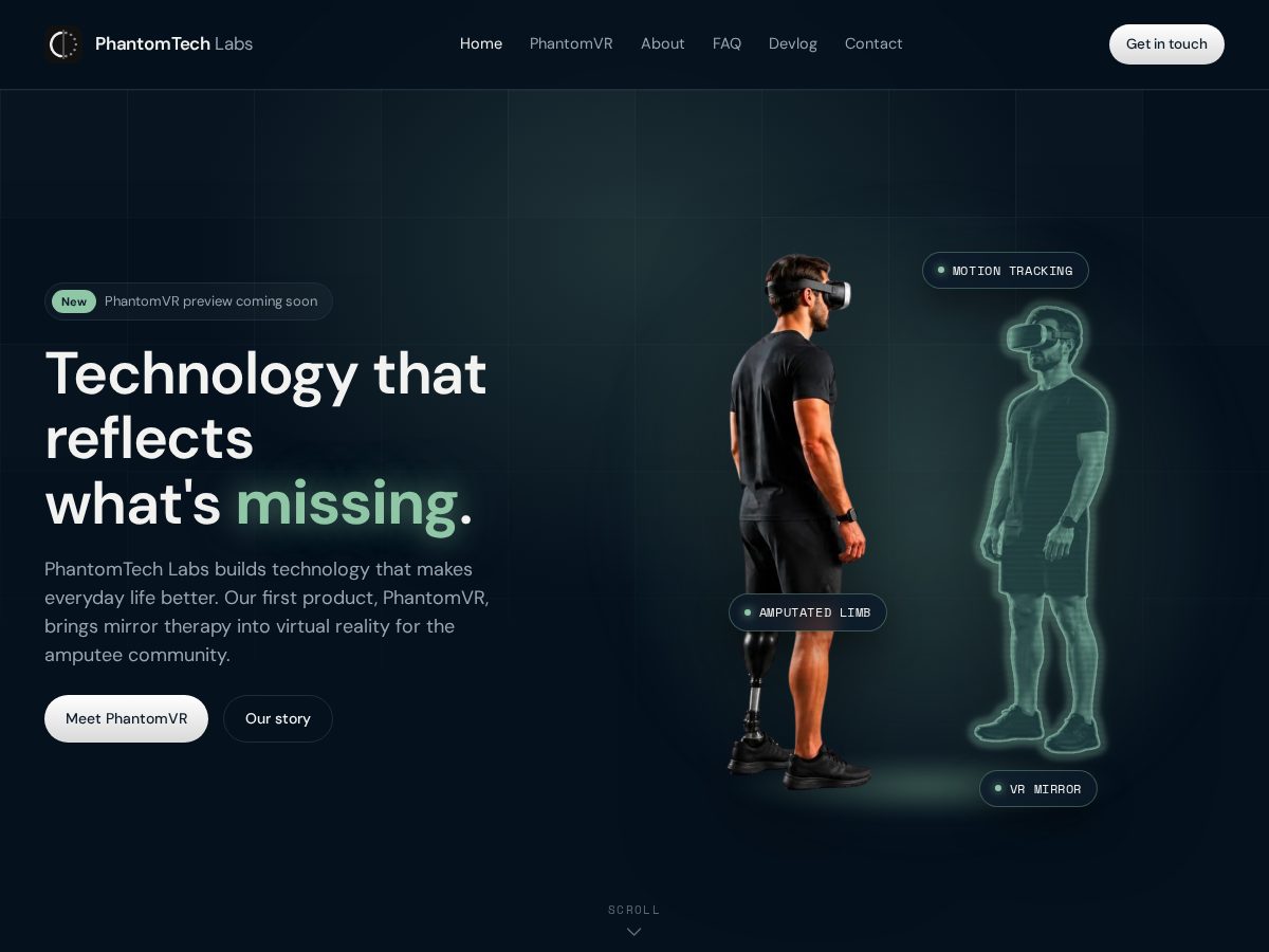 Landing-page snapshot of phantomtechlabs.com