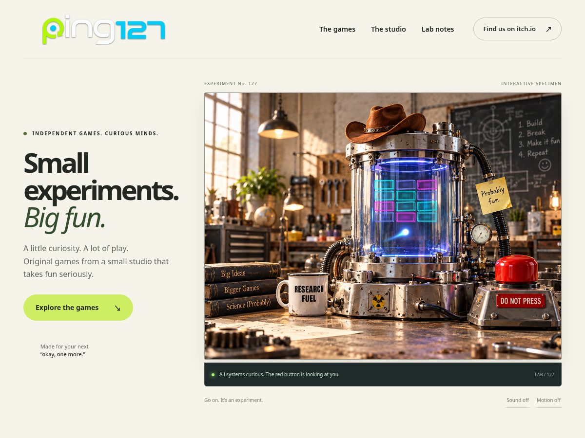 Landing-page snapshot of ping127.com