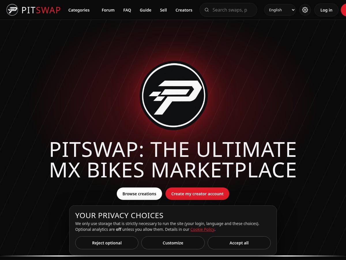 Landing-page snapshot of pitswap.net