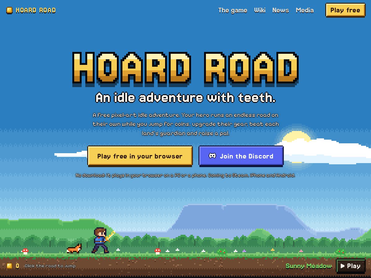 Landing-page snapshot of playhoardroad.com