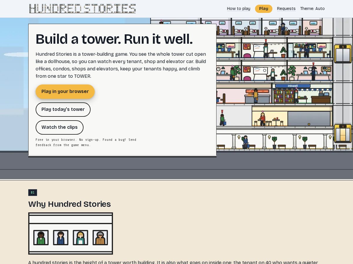 Landing-page snapshot of playhundredstories.com