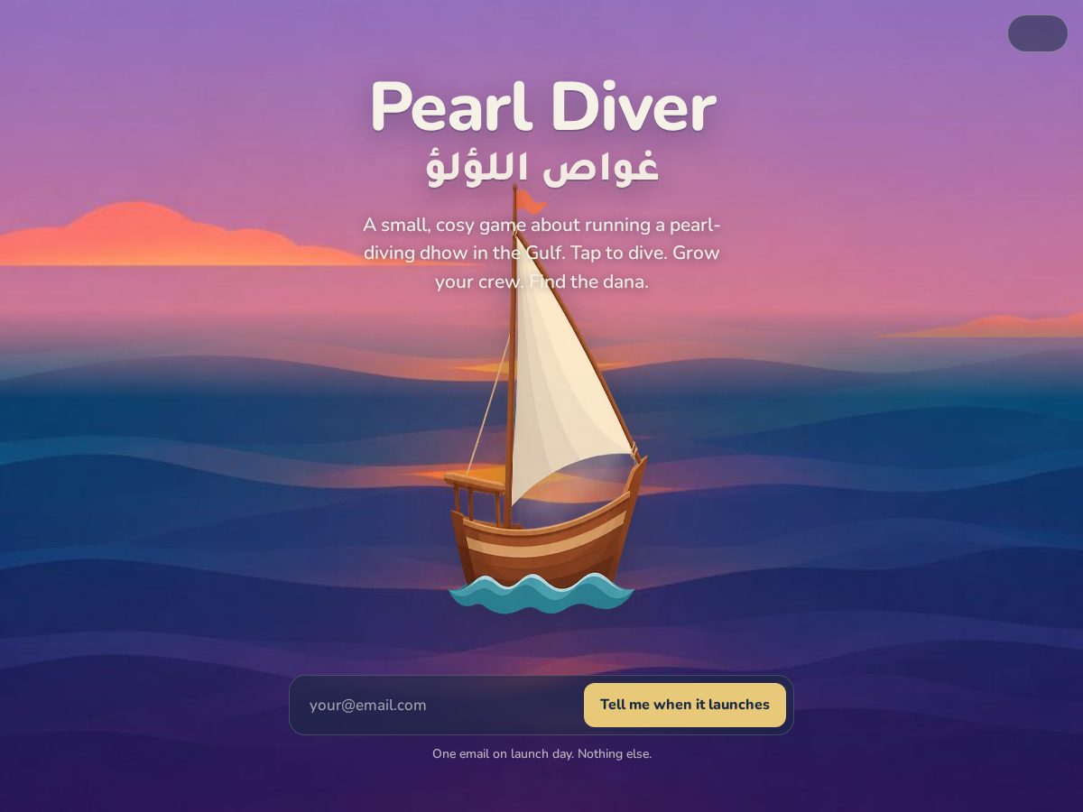 Landing-page snapshot of playpearldiver.com