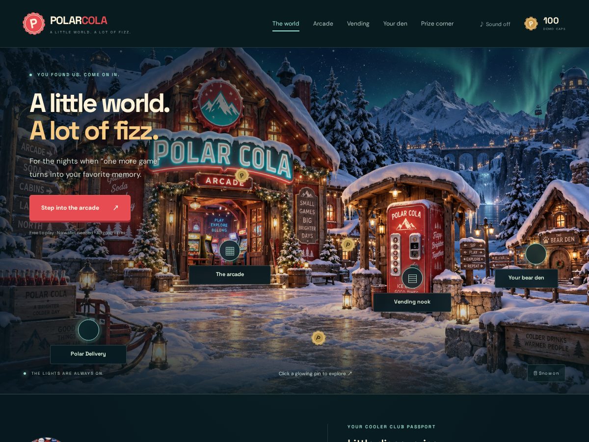 Landing-page snapshot of polarcola.com