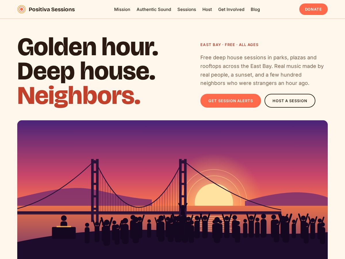 Landing-page snapshot of positivasessions.org