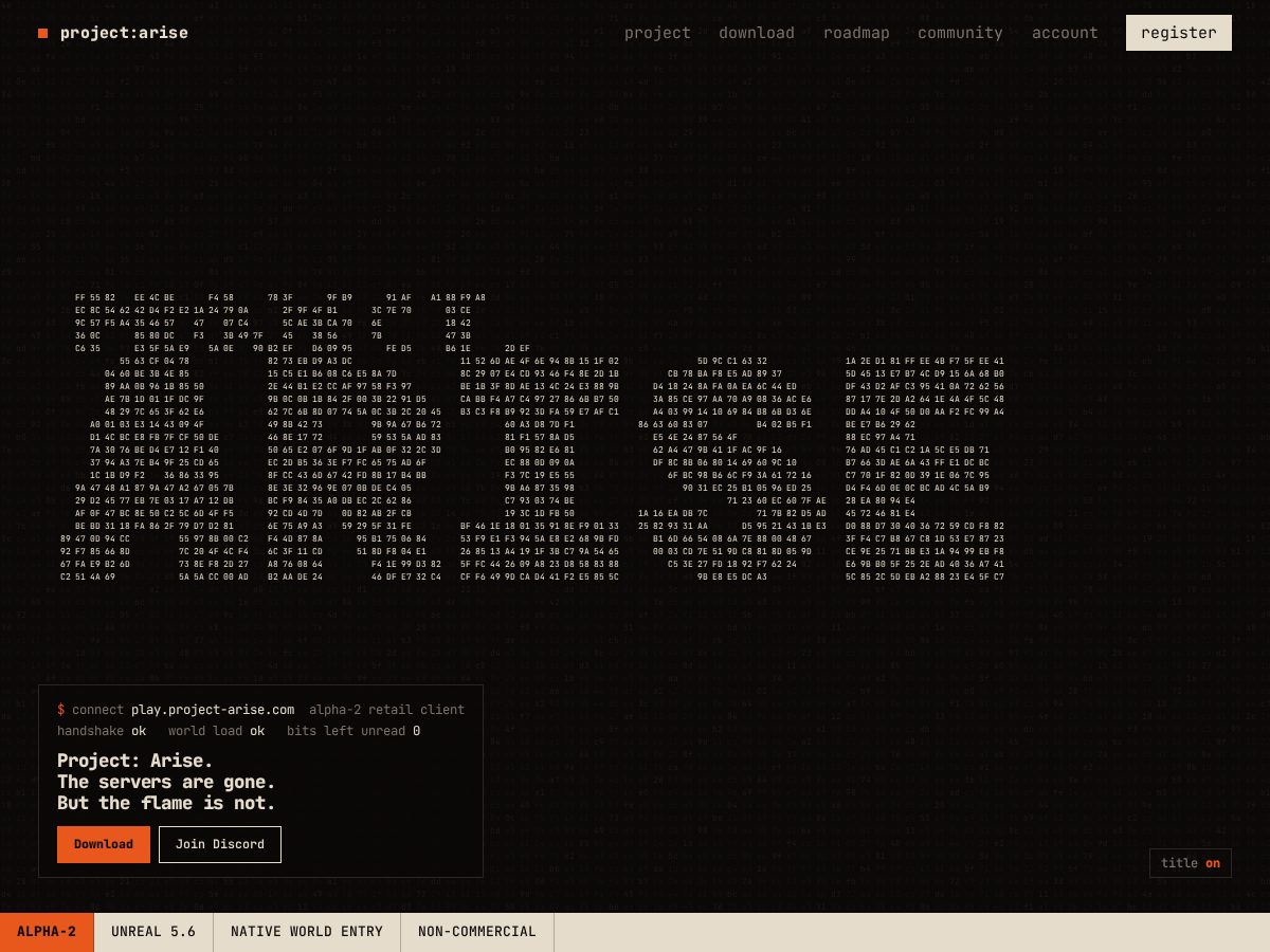 Landing-page snapshot of project-arise.com