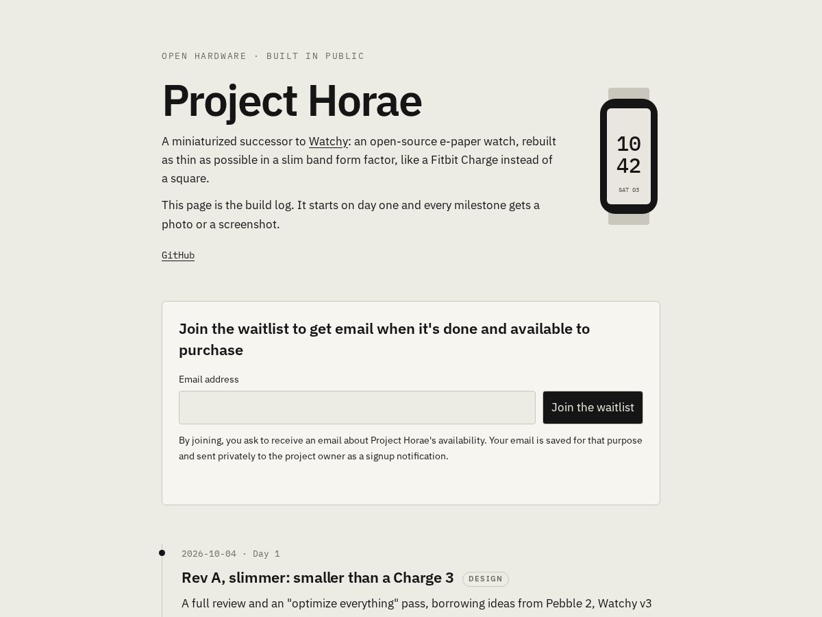 Landing-page snapshot of projecthorae.com