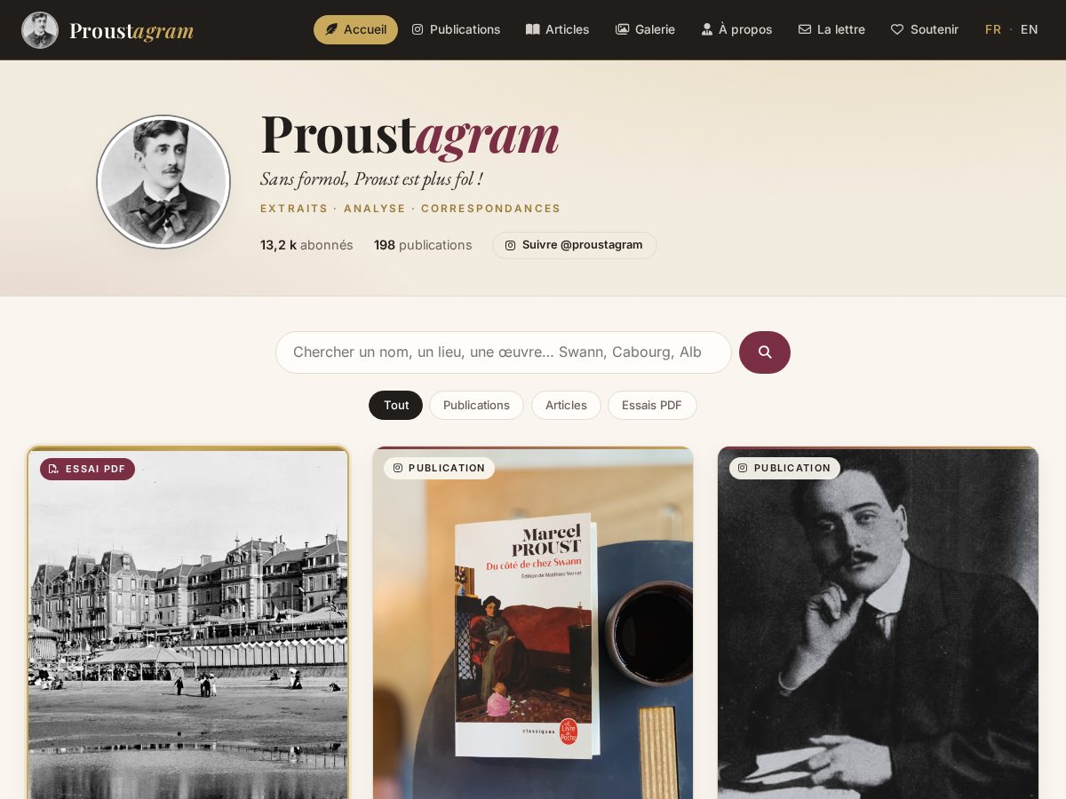 Landing-page snapshot of proustagram.com