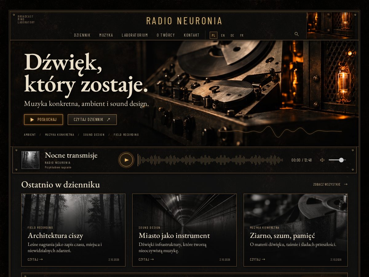 Landing-page snapshot of radioneuronia.com