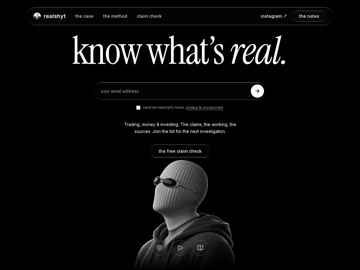 Landing-page snapshot of realshyt.com