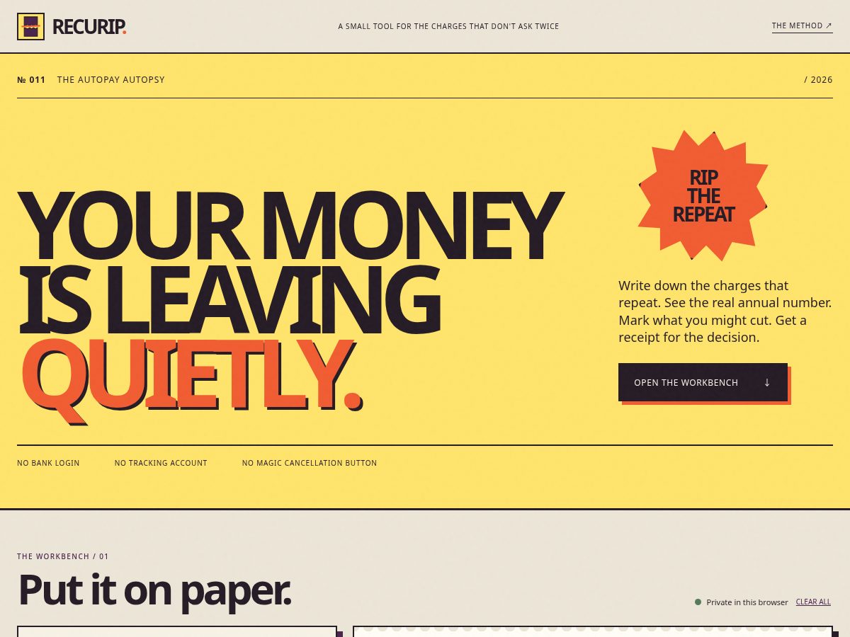 Landing-page snapshot of recurip.pro